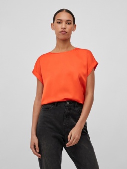 Vila Viellette Satin Top Orange